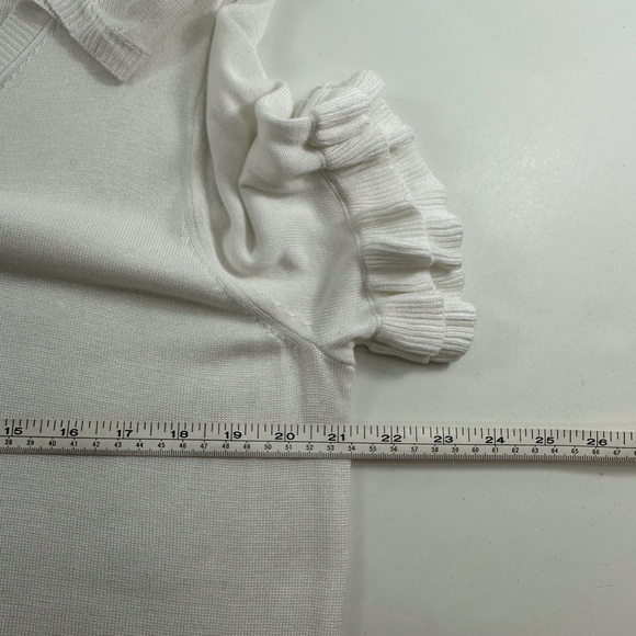 Michael Kors White Sweater Tunic Top XL Flutter Sleeves Blouse - Picture 5 of 9